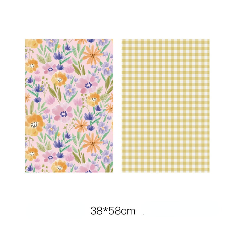 10pcs Plaid Floral Bouquet Wrap Paper (38x58cm)