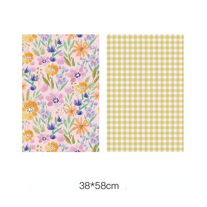 10pcs Plaid Floral Bouquet Wrap Paper (38x58cm)