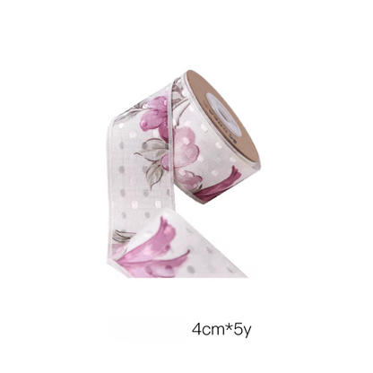 Florals Printing Silk Ribbon (4cmx5Yd)