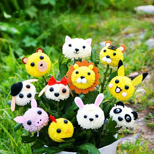 DIY Pom Pom Animal Flower Craft Kit (5 Sets)