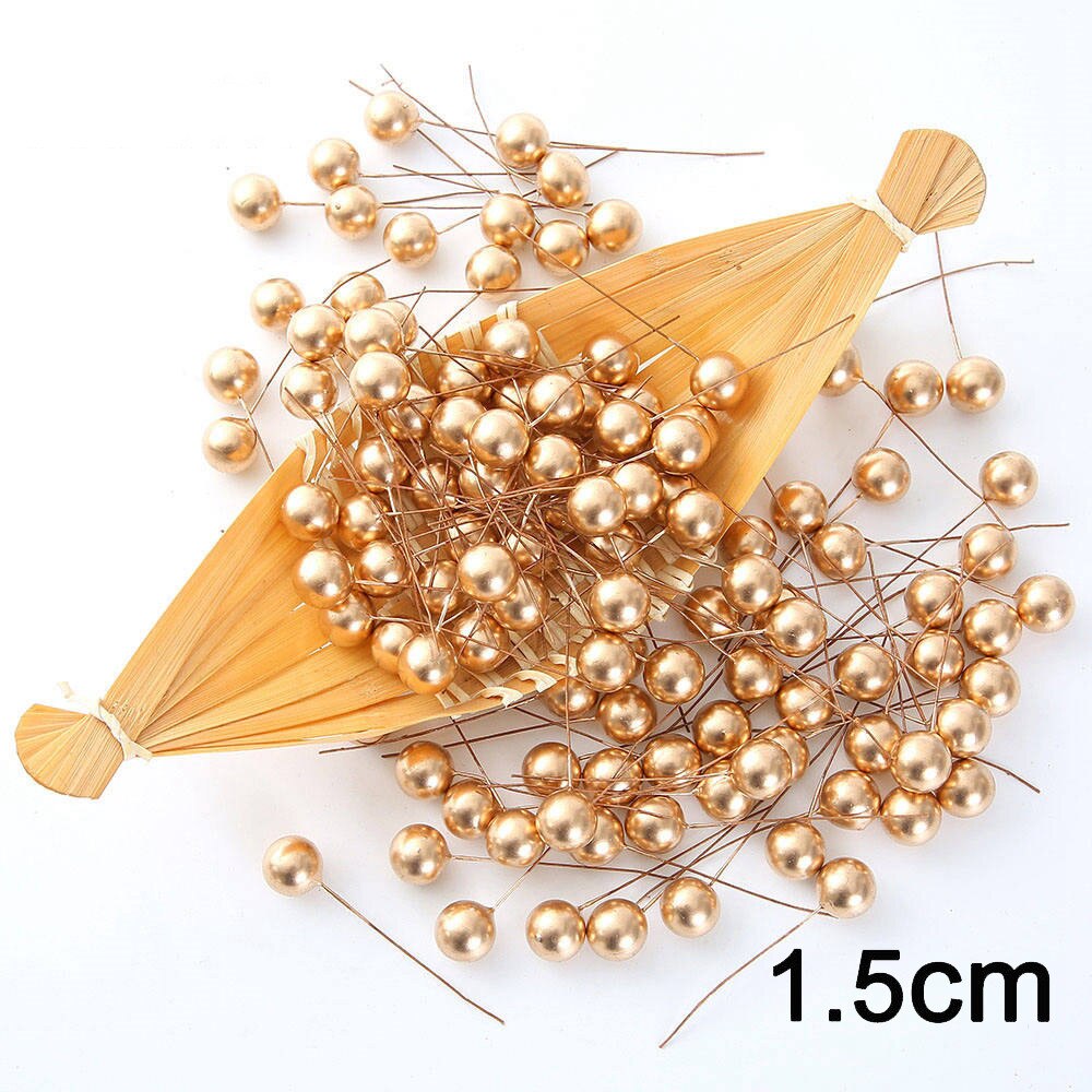 200pcs Pearlescent Artificial Berries Stems for DIY Crafting