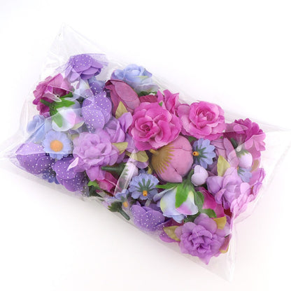 Lot de 50 têtes de fleurs artificielles en soie assorties
