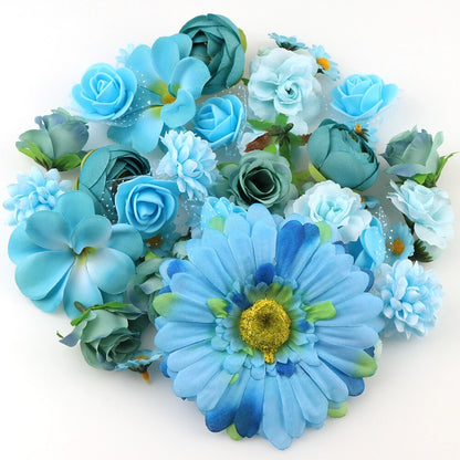 Lot de 50 têtes de fleurs artificielles en soie assorties
