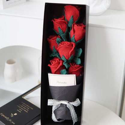 5Pcs Finished Crochet Rose Bouquet