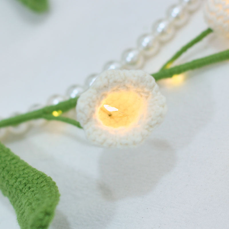lily of the valley flower knitting pattern free 5pcs Finished Crochet Lily of The Valley with LED Fairy Lights Knittin – Floral Supplies Store