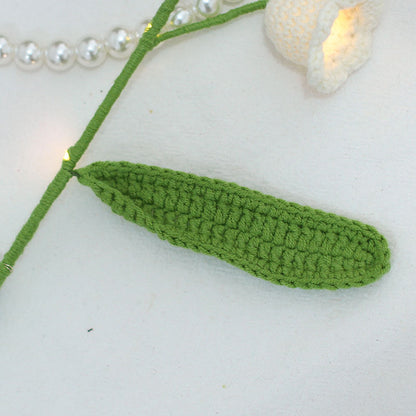 5pcs Finished Crochet Lily of The Valley with LED Fairy Lights Knitting Artificial Flower