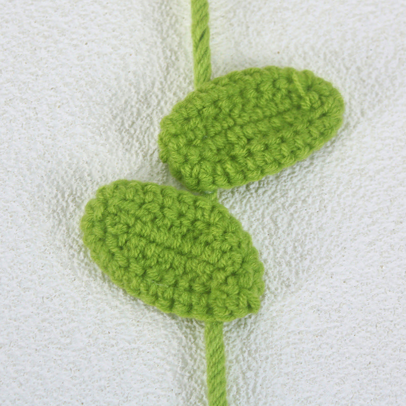 5pcs Finished Crochet Sunflower Branches Cotton Yarn Knitting Artificial Flower