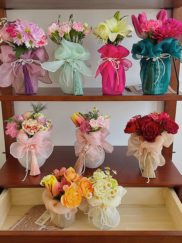 Vase Flower Potted Gift Wrapping Organza Fabric Pack 5