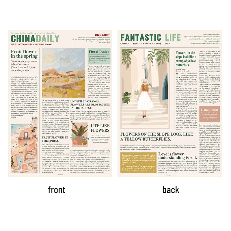 10pcs Retro English Newspaper Wrap Paper (38x53cm)