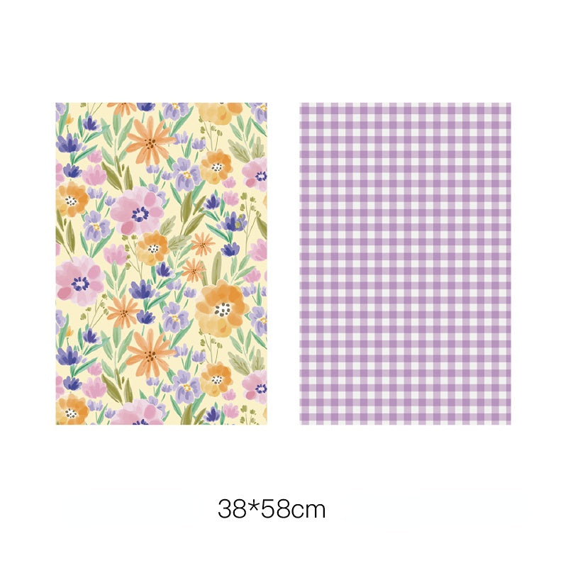 10pcs Plaid Floral Bouquet Wrap Paper (38x58cm)