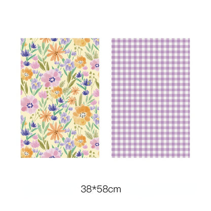 10pcs Plaid Floral Bouquet Wrap Paper (38x58cm)