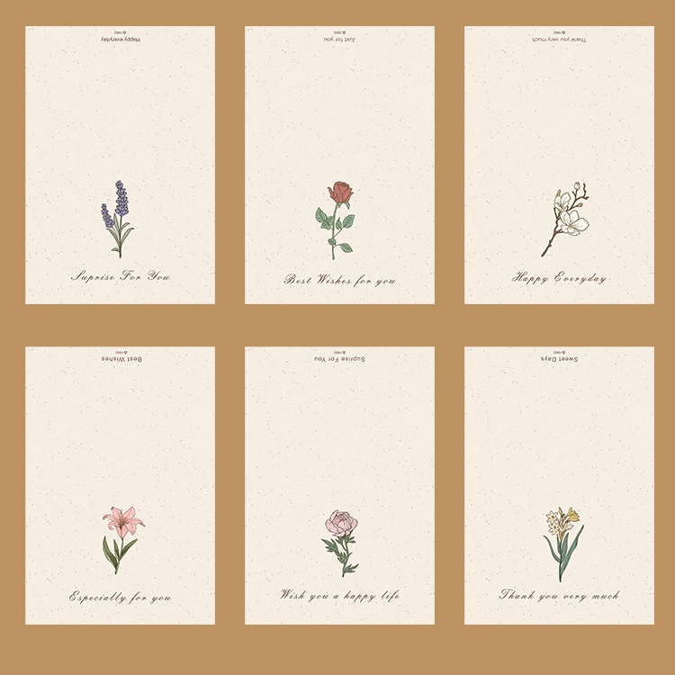 Retro Flower Greeting Cards with Envelopes Pack 12
