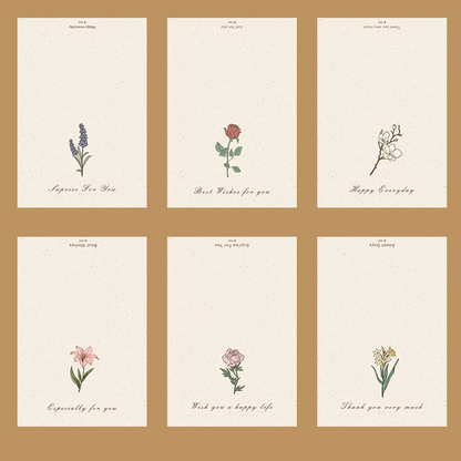 Retro Flower Greeting Cards with Envelopes Pack 12