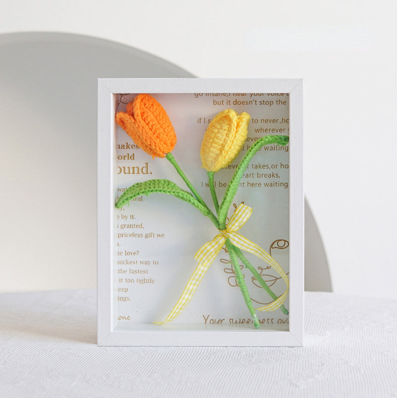 Crocheted Cotton Yarn Flower Photo Frame Gift for Her