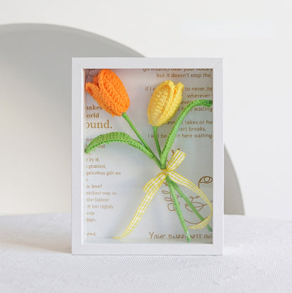 Crocheted Cotton Yarn Flower Photo Frame Gift for Her