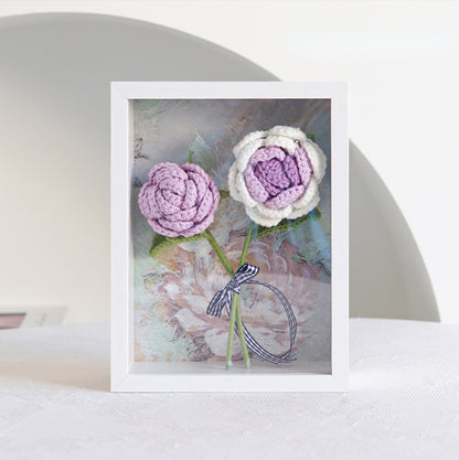 Crocheted Cotton Yarn Flower Photo Frame Gift for Her