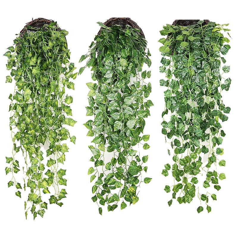 wall hanging faux plants Artificial Plant Vines Wall Hanging Rattan Leaves – Floral Supplies Store