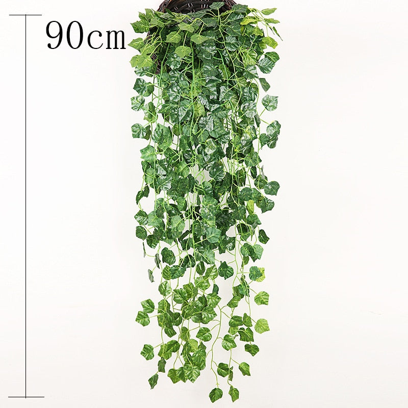 artificial plants hanging Artificial Plant Vines Wall Hanging Rattan Leaves – Floral Supplies Store