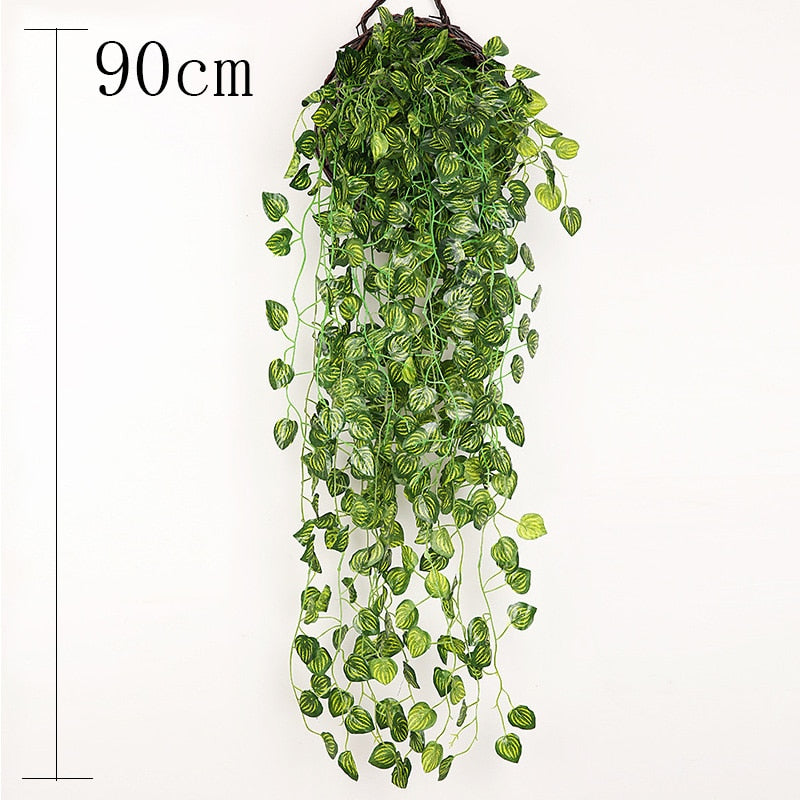 artificial plant wall hanging Artificial Plant Vines Wall Hanging Rattan Leaves – Floral Supplies Store