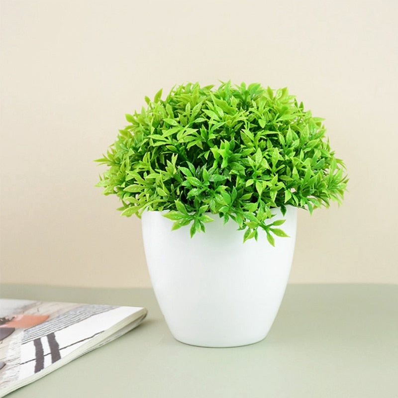 faux small potted plants Green Bonsai Small Artificial Potted Green Plant
