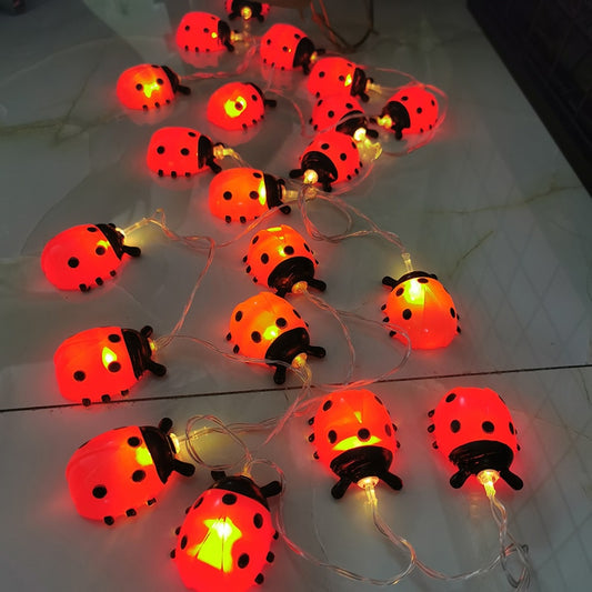 Guirlande lumineuse LED à piles en forme de coccinelles