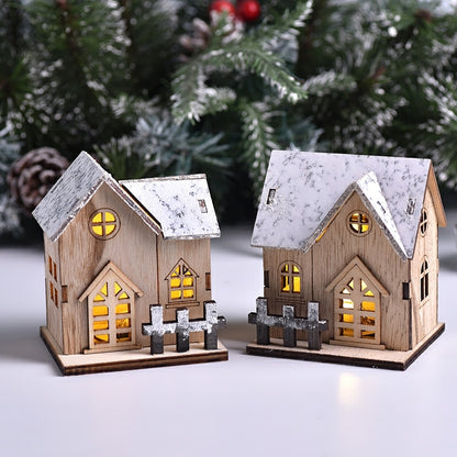 Village de Noël : maison lumineuse à LED en bois
