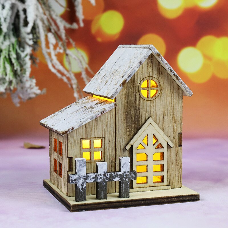 Village de Noël : maison lumineuse à LED en bois