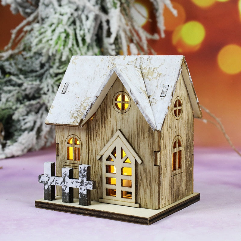 Village de Noël : maison lumineuse à LED en bois