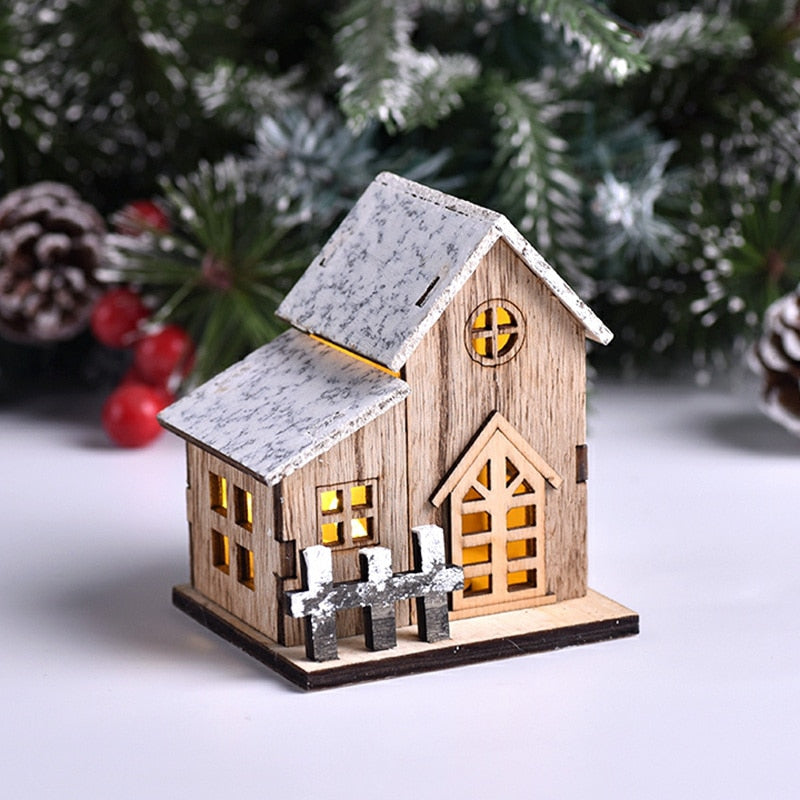 Village de Noël : maison lumineuse à LED en bois