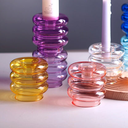 Modern Style Colored Glass Candle Holder