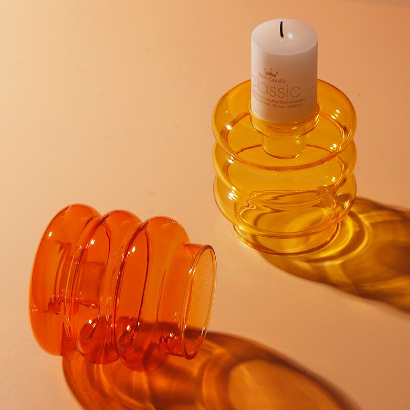 Modern Style Colored Glass Candle Holder