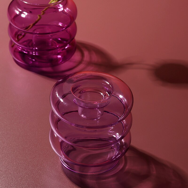 Modern Style Colored Glass Candle Holder