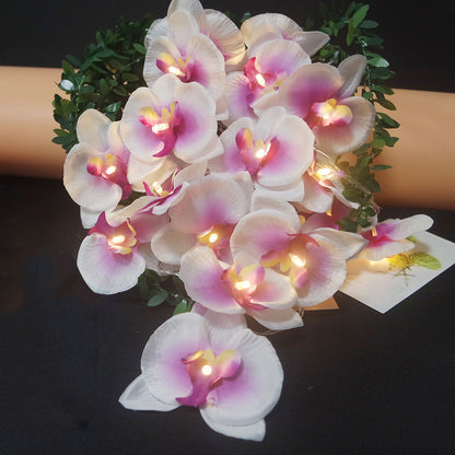 Artificial Butterfly Orchid Garland LED Light String 6.4FT 20LEDS