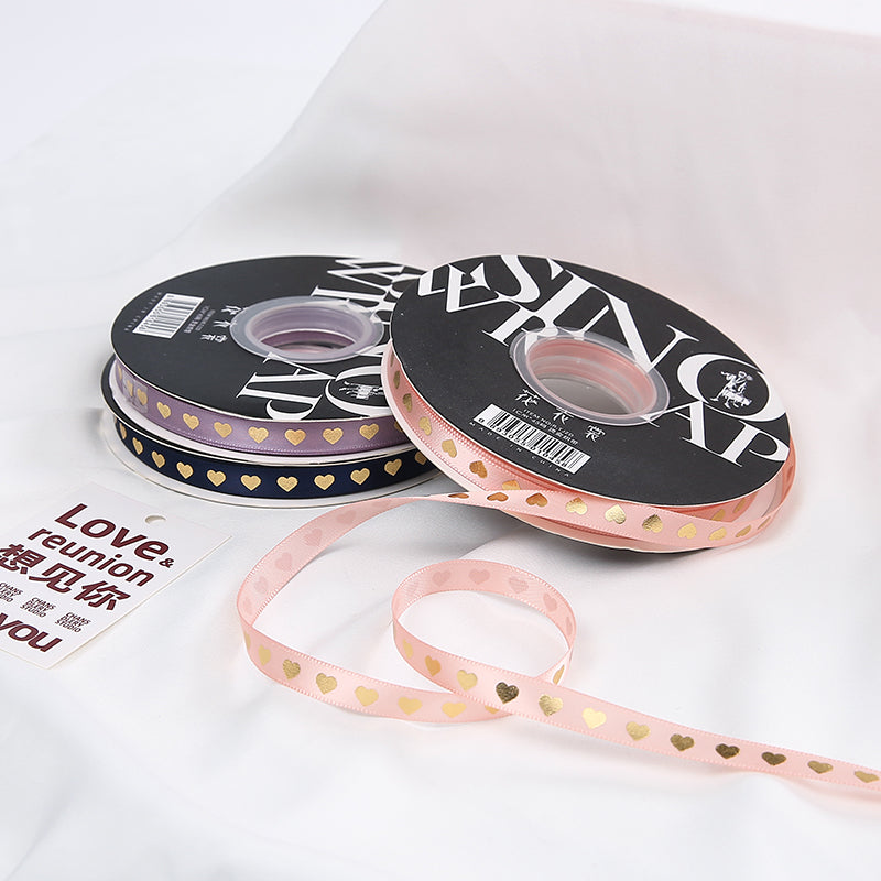 Golden Heart Gift Packaing Satin Ribbon (10mmx45Yd)