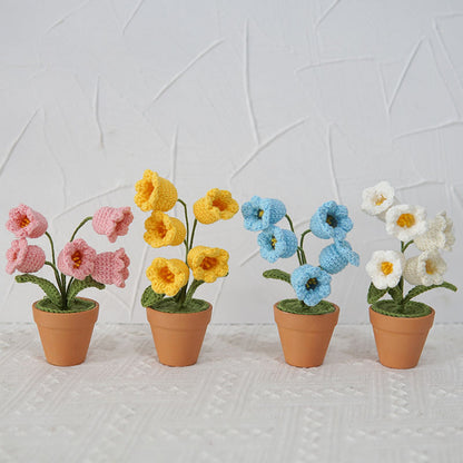 Artificial Orchid Finished Crocheted Potted Flower
