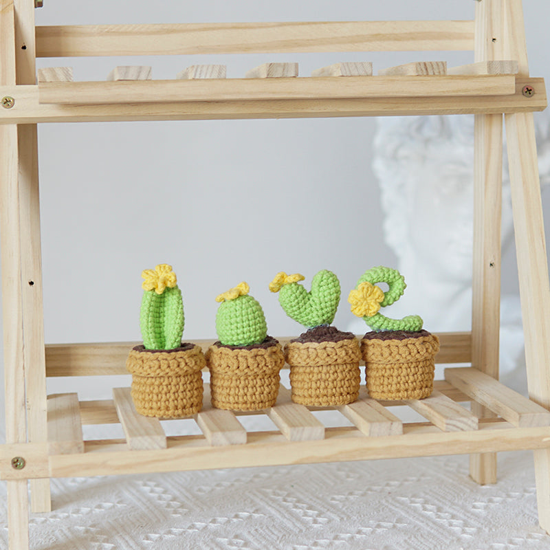 Finished Crocheted LOVE Potted Cactus Plants