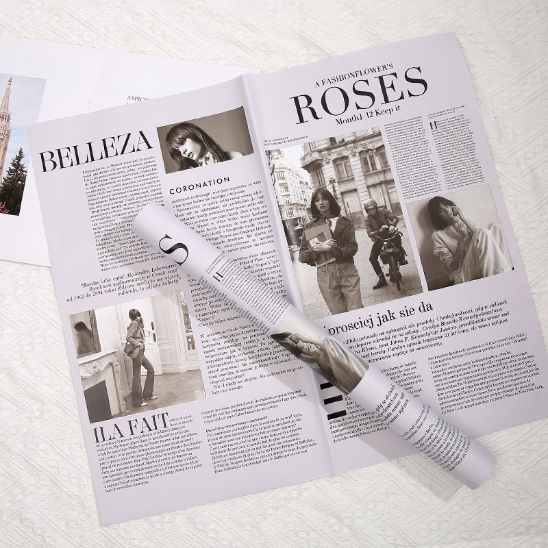 20pcs Vintage Newspaper Flower Wrap Paper (50x58cm)