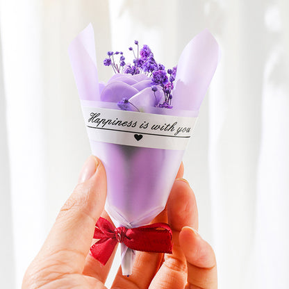 Set of 4 Dried Flowers Soap Rose Mini Bouquet Thank You Gift
