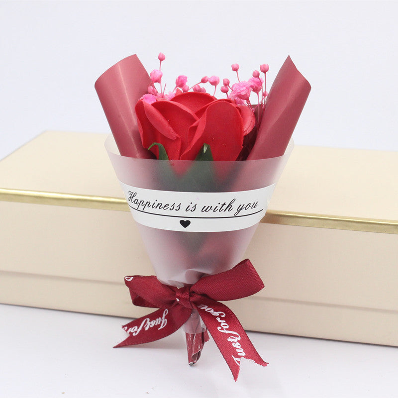 Set of 4 Dried Flowers Soap Rose Mini Bouquet Thank You Gift