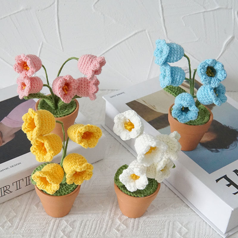 Artificial Orchid Finished Crocheted Potted Flower