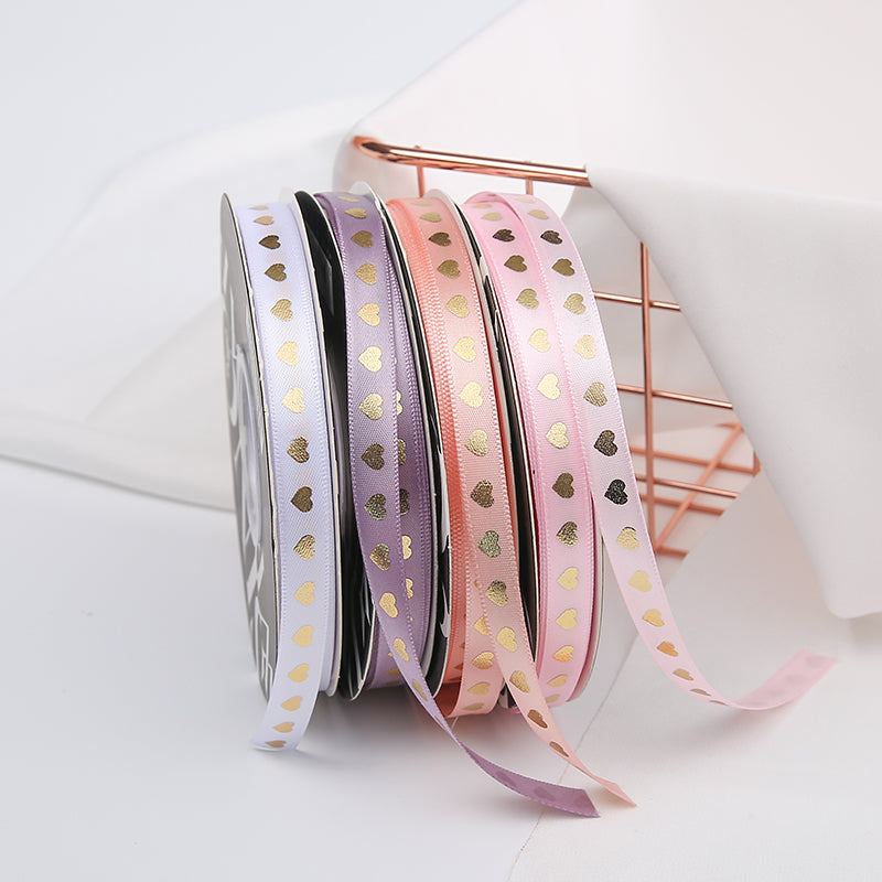 Golden Heart Gift Packaing Satin Ribbon (10mmx45Yd)