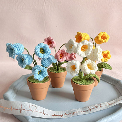 Artificial Orchid Finished Crocheted Potted Flower