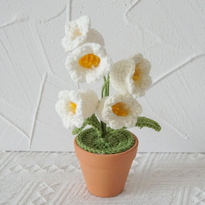 Artificial Orchid Finished Crocheted Potted Flower