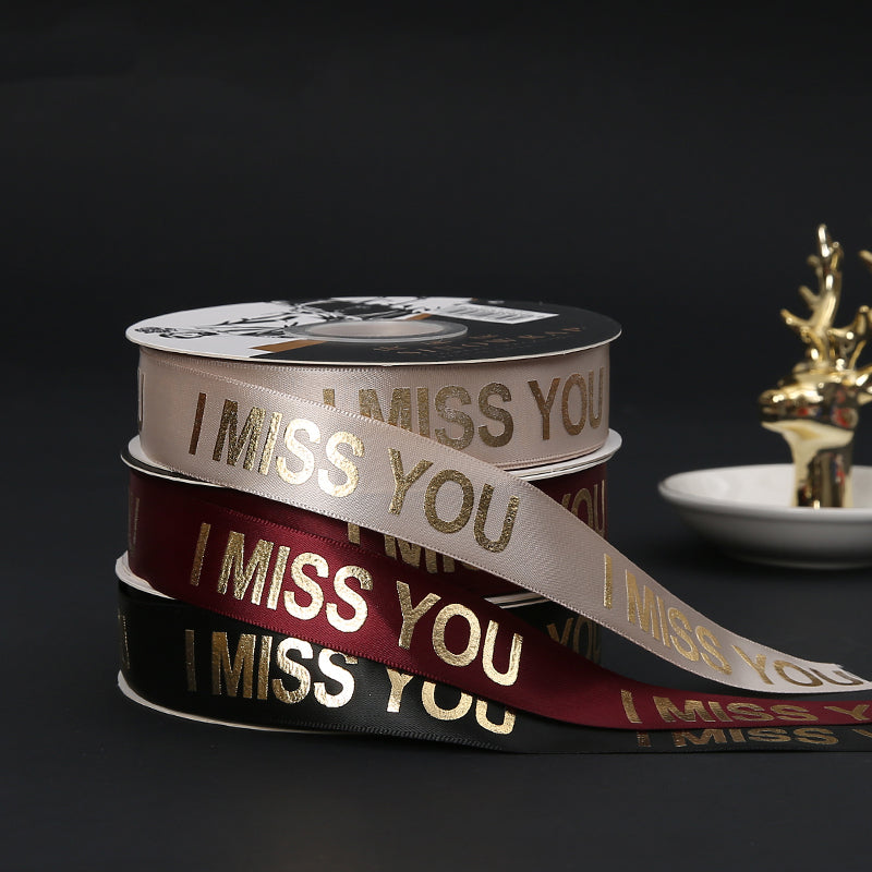 Golden I MISS YOU Satin Ribbon (25mmx45Yd) – Floral Supplies Store