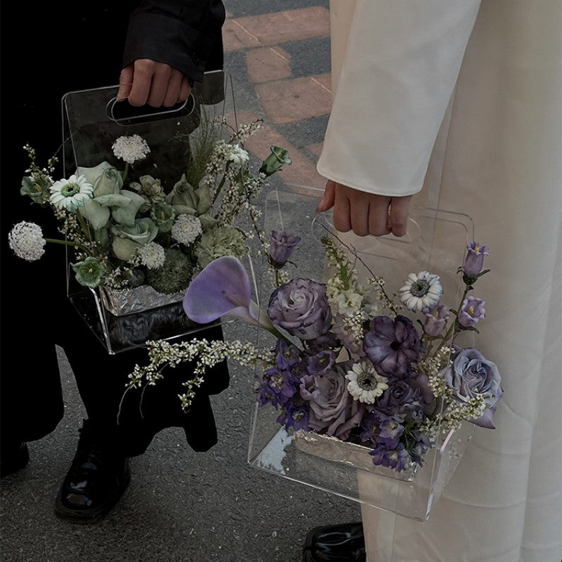 Clear Acrylic Flower Arrangement Box with Handle