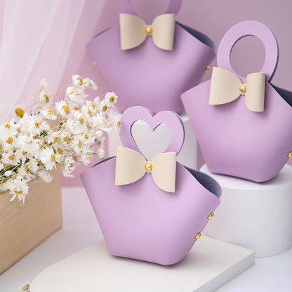 Sachet cadeau pour invités avec poignée cœur, lot de 20 (6x5x16cm)