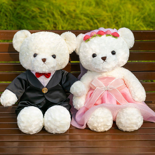 Poupées en peluche ours en peluche pour décoration de mariage mariés
