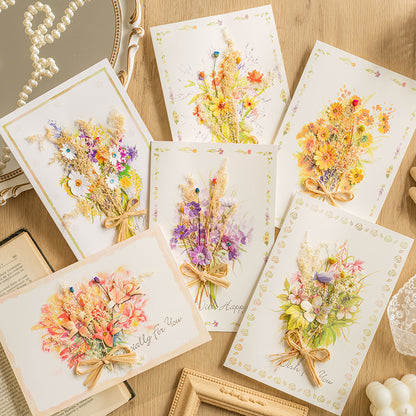 Mother's Day Dried Flowers Greeting Card with Envelope Pack 6