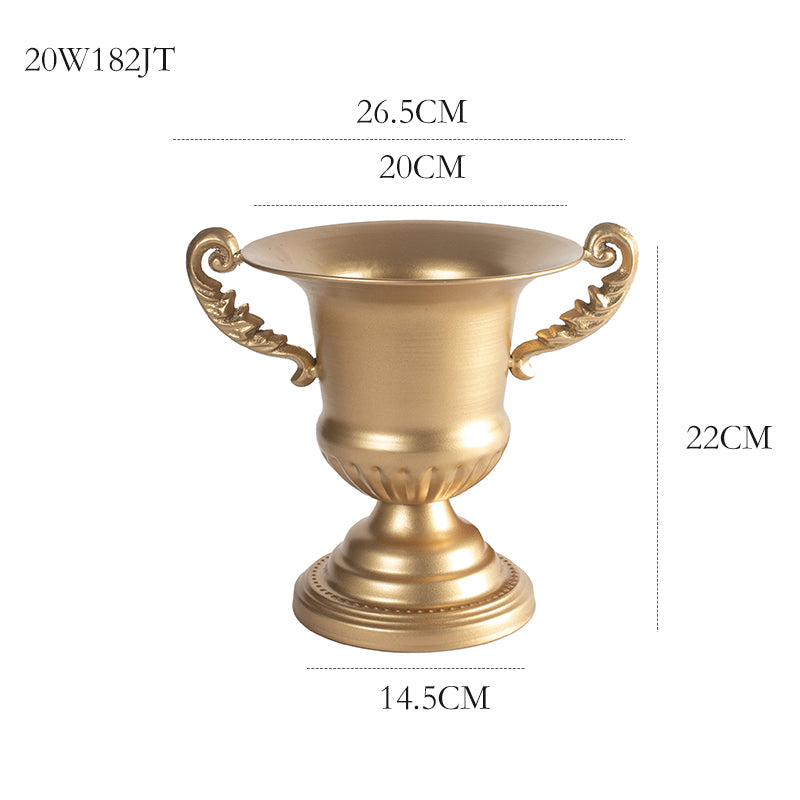Gold Vintage Iron Compote Vase Floral Design Container