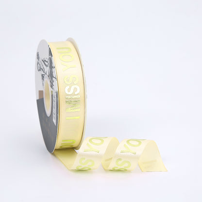 Golden I MISS YOU Satin Ribbon (25mmx35Yd)
